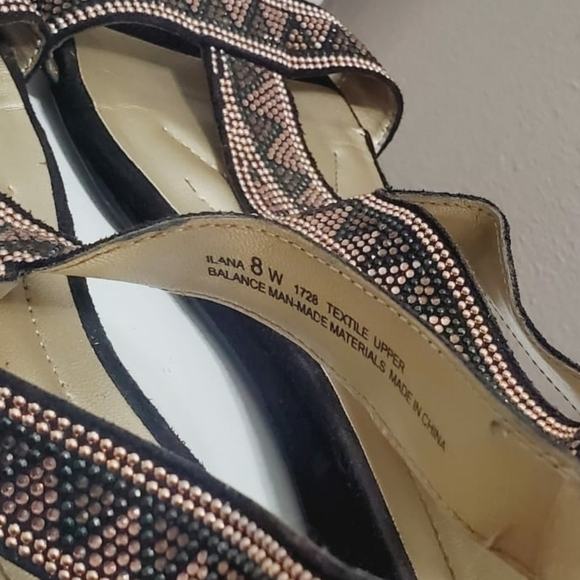 CLOUDWALKERS Beaded Black Rhinestone Zip Up Wedge Sandals Size 8W 🌴 - Picture 5 of 9